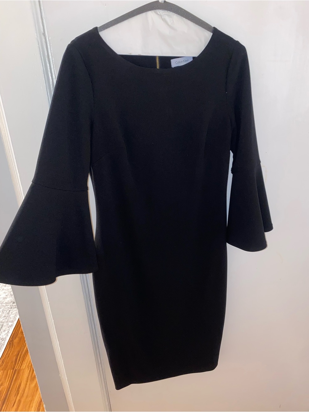 Calvin Klein Black Long-Sleeve Bell Cuff Sheath Dress